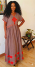 Shifta7 -  N2560 Red _brown Maxi Dress with Pockets