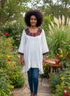 Shifta7 - J2618 Hand embroidered tunic M -L