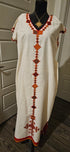 Shifta7 - MA2576 off white & red cotton የእጅ ጥልፍ  2 piece set size M/L