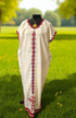 Shifta7 - JY2507 off white & red cotton የእጅ ጥልፍ  2 piece set size M/L