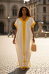 Shifta7 - JY2506 off white & red cotton የእጅ ጥልፍ  2 piece set size M/L