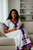 Shifta7 - S2553 off white & purple cotton የእጅ ጥልፍ  2 piece set size M/L