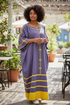 Shifta7 - OC2542 Royal Amethyst & yellow cotton 2 piece set