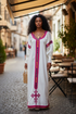 Shifta7 - O2557 off white & pink የእጅ ጥልፍ  2 piece set size M/L