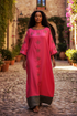 Shifta7 - OC2548 Coral Bloom Hand-Embroidered Cotton Dress 2 pc