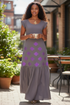 Shifta7 -  N2557 Purple Diamond Cascade Maxi Dress with Pockets
