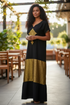 Shifta7 -  N2518 Two Piece Elegant Black & Gold Drape Dress
