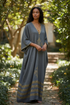 Shifta7- D2518 Long Gray Cotton Dress extra wide