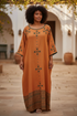D2571 Hand-Embroidered Cotton Dress with pockets and Netela