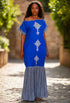 Shifta7 -  N2530 Ethiopian/Eritrean Royal Blue & Grey Mermaid Dress