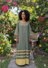Shifta7 J2604 Hand-Embroidered Cotton Dress with Netela Free size. Wide dress