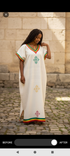 Shifta7 - AU2623 off white & red cotton የእጅ ጥልፍ  2 piece set size M/L