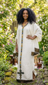 Shifta7 - MA2622 off white & yellow የእጅ ጥልፍ  2 piece set size M/L
