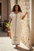 Shifta7 - JU2602 off white & yellow የእጅ ጥልፍ  2 piece set size L