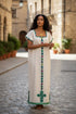 Shifta7 - JU2601 off white & yellow የእጅ ጥልፍ  2 piece set size M/L (Copy)